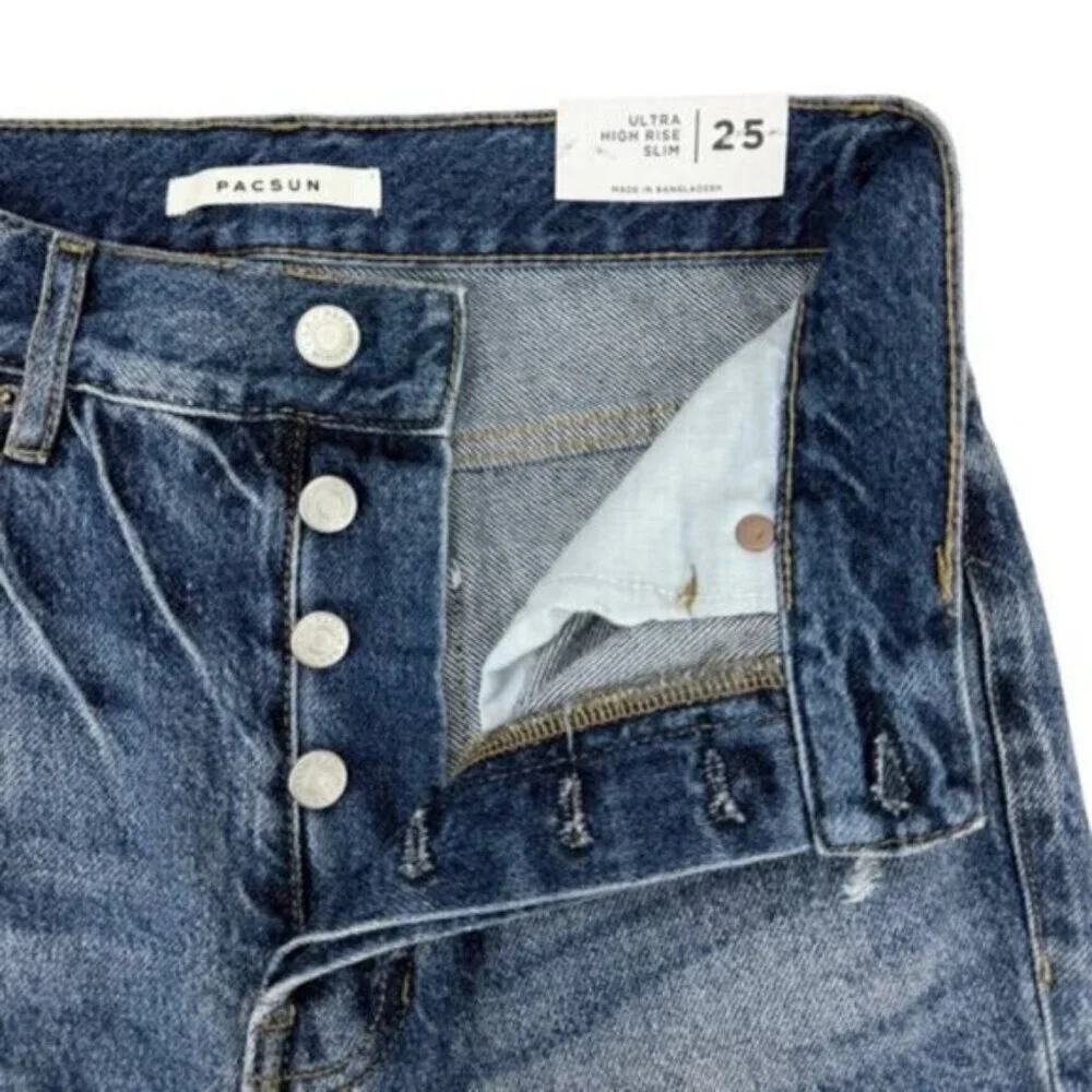 Pacsun Ultra High Rise Slim Jean In Away Blue Womens Size 25
